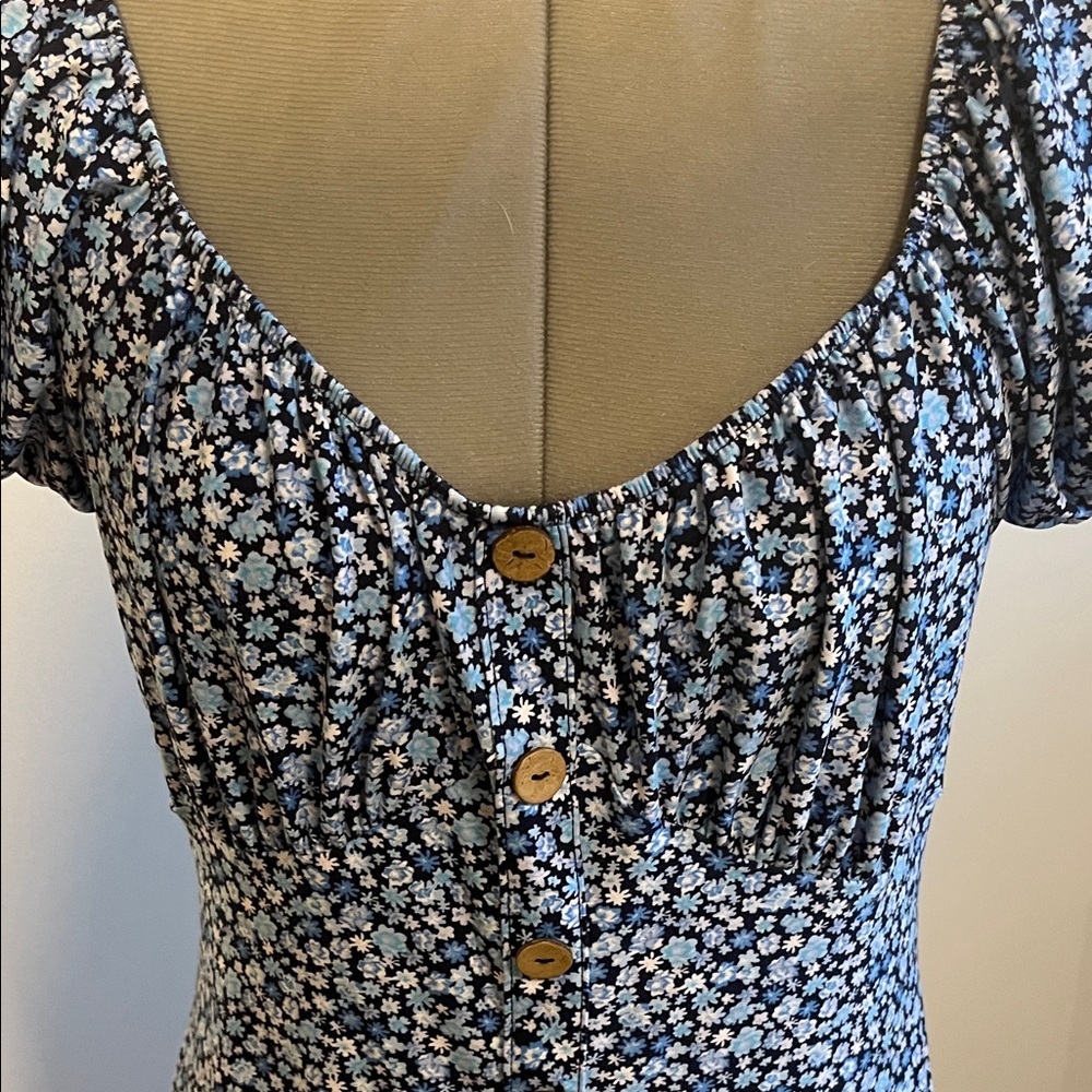 Derek Heart Blue Floral Mini Dress - Picture 2 of 7